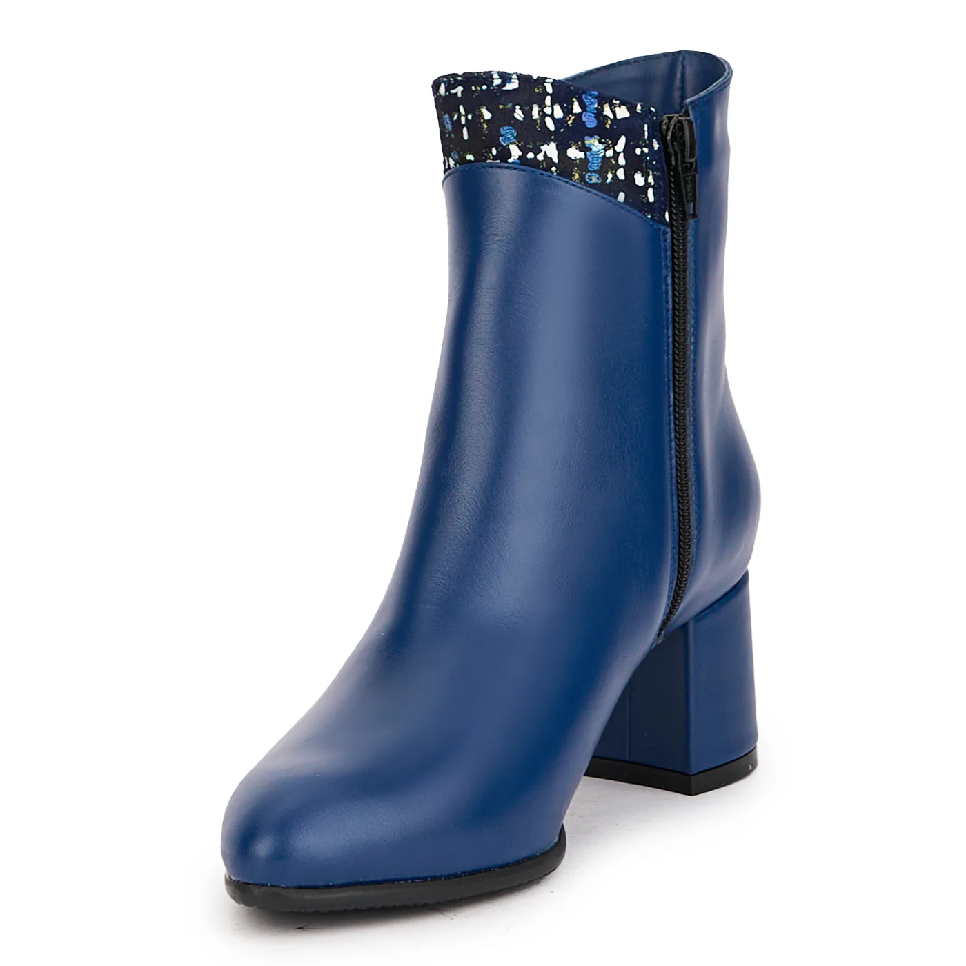 Botine dama din piele naturala bleumarin cu toc gros 6 cm 17177 - Image 3