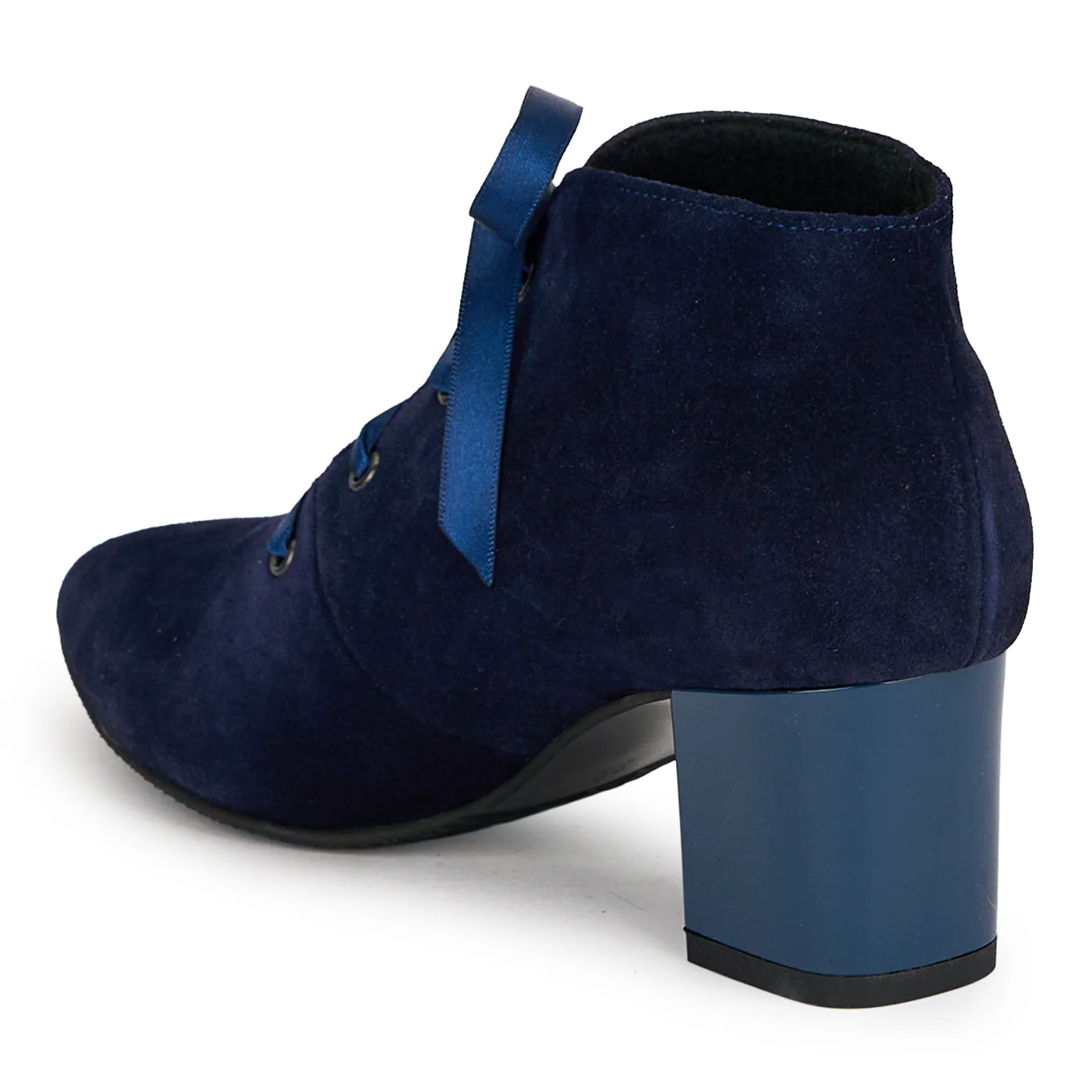 Botine dama din piele naturala bleumarin cu toc gros 6 cm 19076 - Image 2
