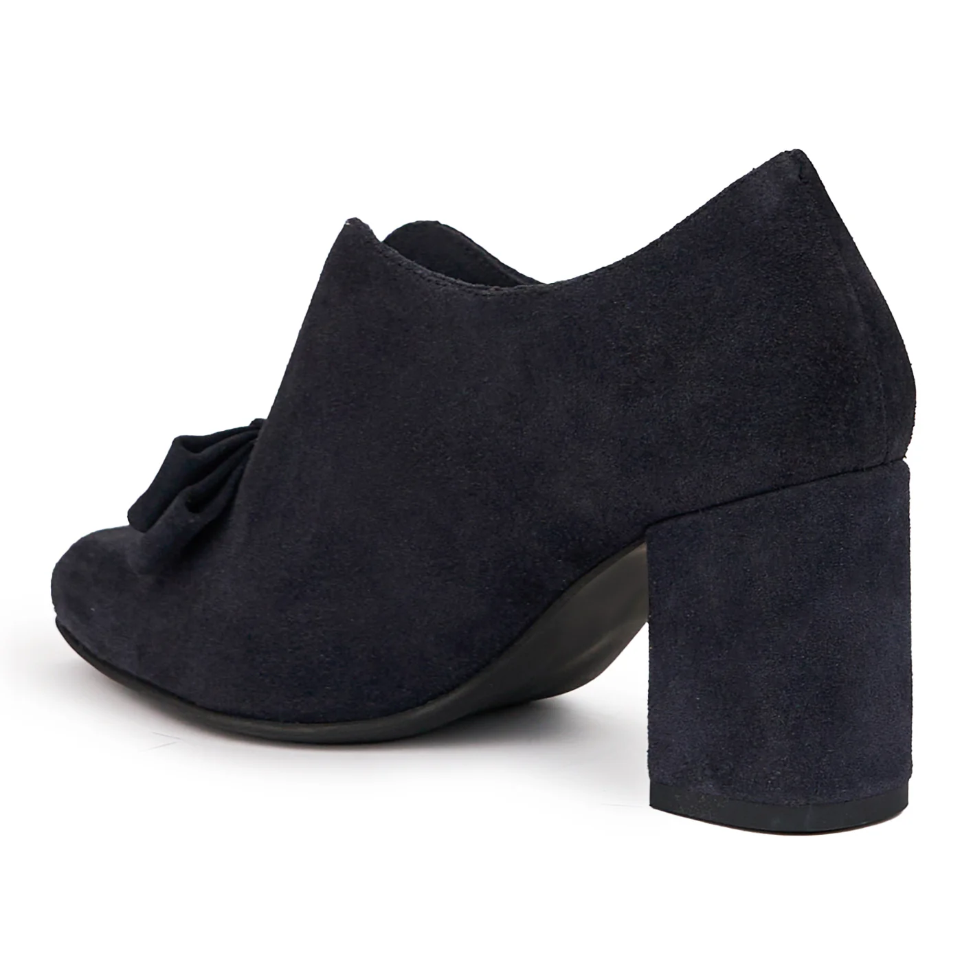 Botine dama din piele naturala bleumarin cu toc gros 7.5 cm 14280 - Image 2