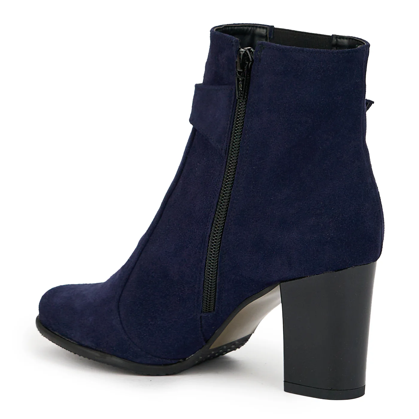 Botine dama din piele naturala bleumarin cu toc gros 8 cm 14796 - Image 2