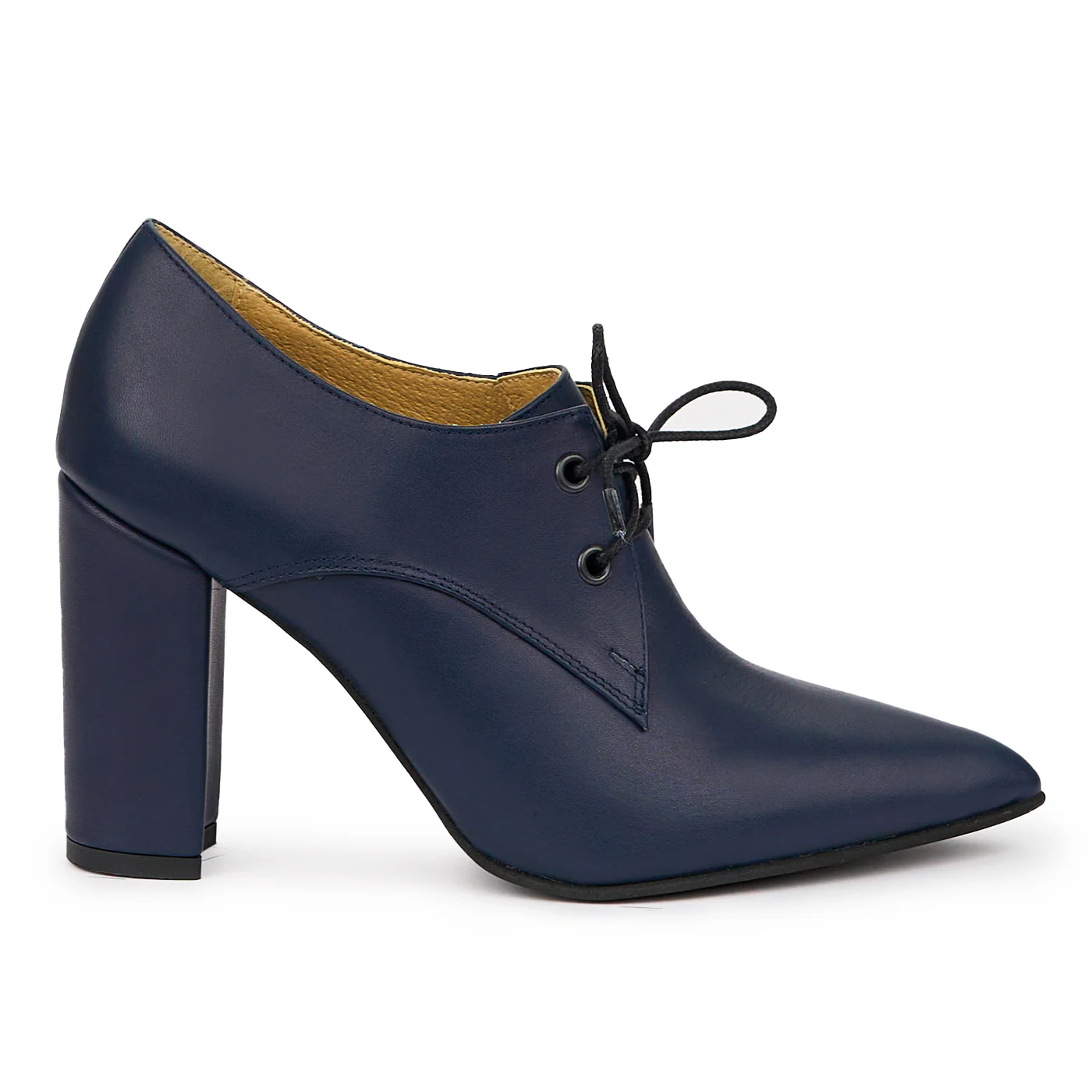 Botine dama din piele naturala bleumarin cu toc gros 9.5 cm 14273