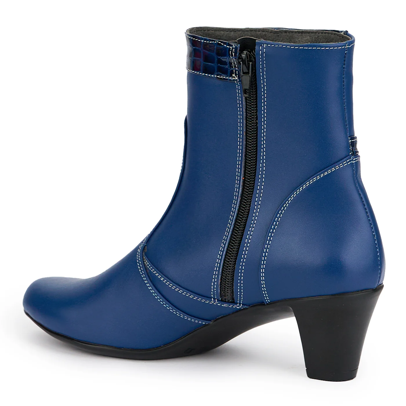 Botine dama din piele naturala bleumarin toc 6 cm 15143 - Image 2