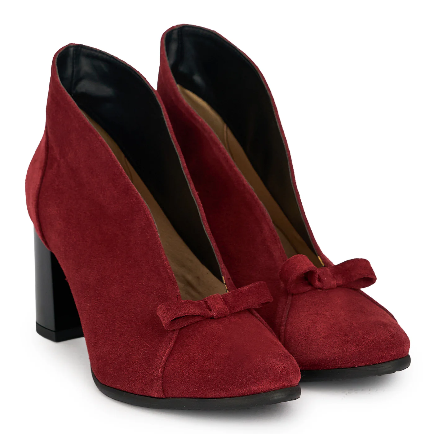 Botine dama din piele naturala bordo cu toc gros 7 cm 19108 - Image 4