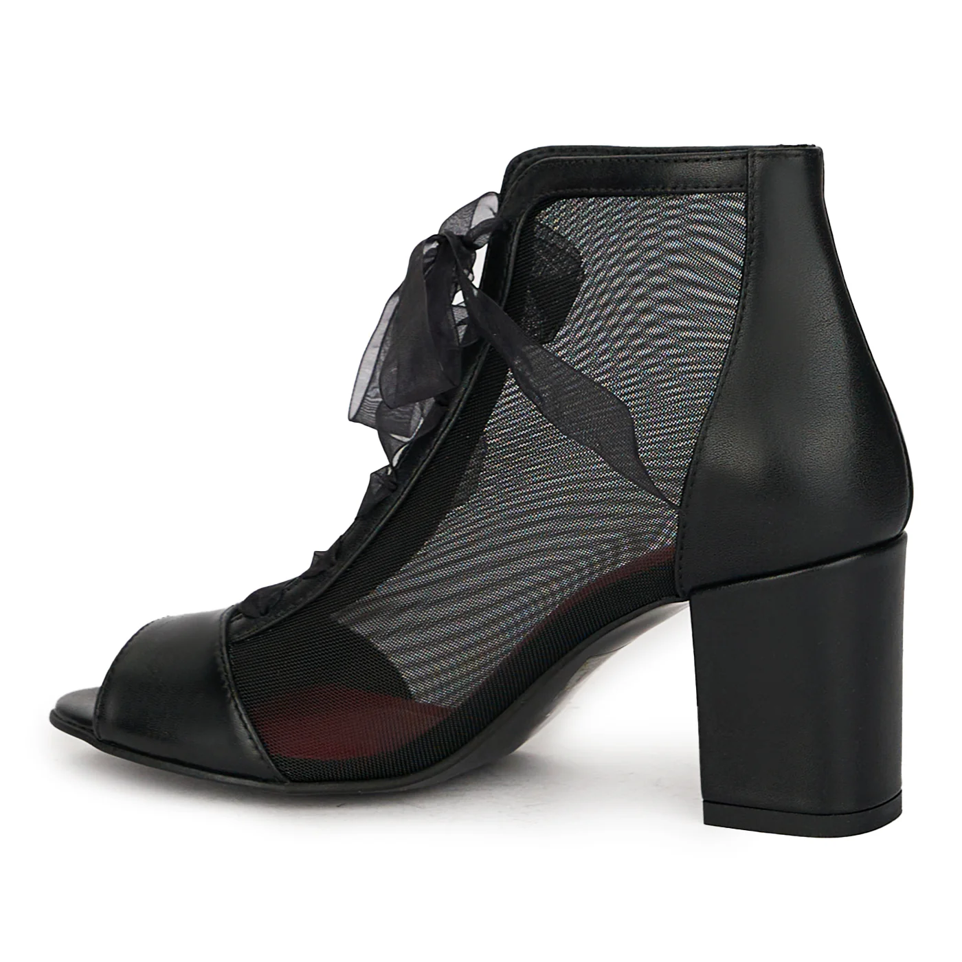 Botine dama din piele naturala neagra cu toc gros 7 cm 17803 - Image 2