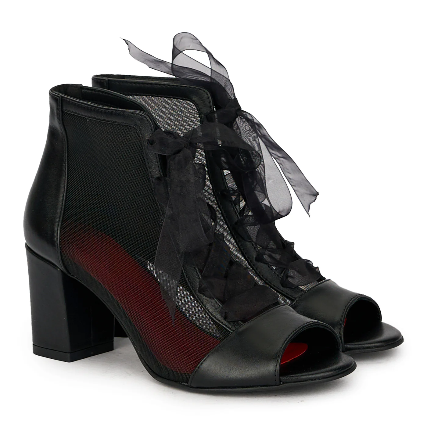 Botine dama din piele naturala neagra cu toc gros 7 cm 17803 - Image 4