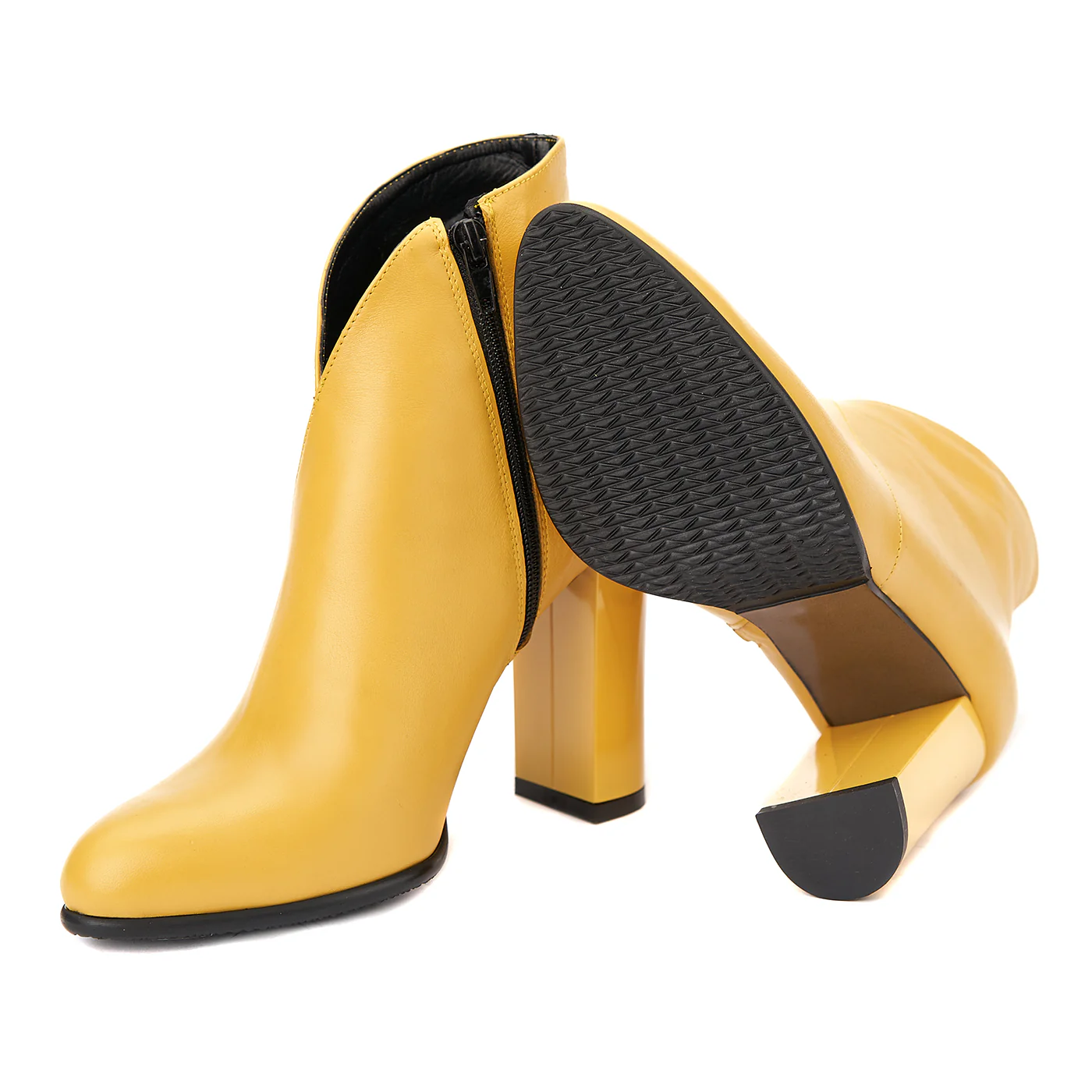 Botine dama din piele naturala galbena 6308 - Image 3