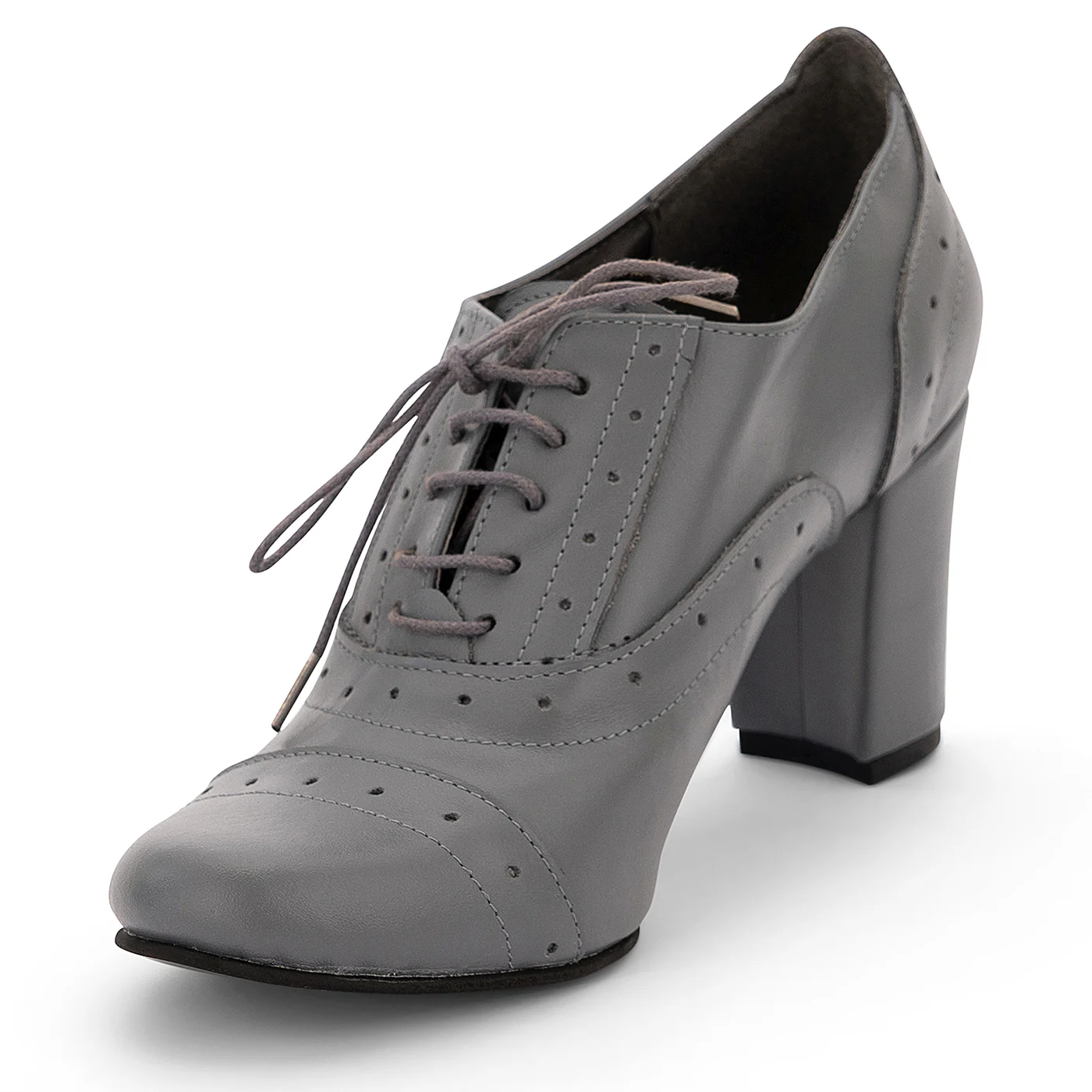 Botine dama din piele naturala gri cu toc 7.5 cm 14178 - Image 3