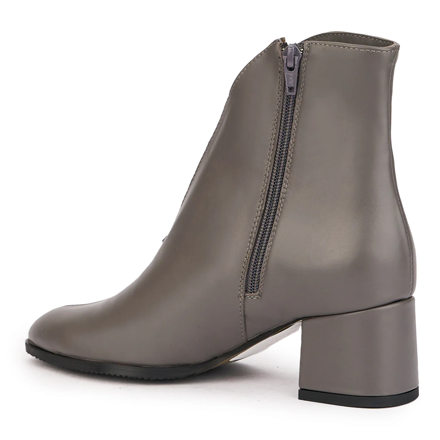 Botine dama din piele naturala gri cu toc gros 6 cm 17123 - Image 2