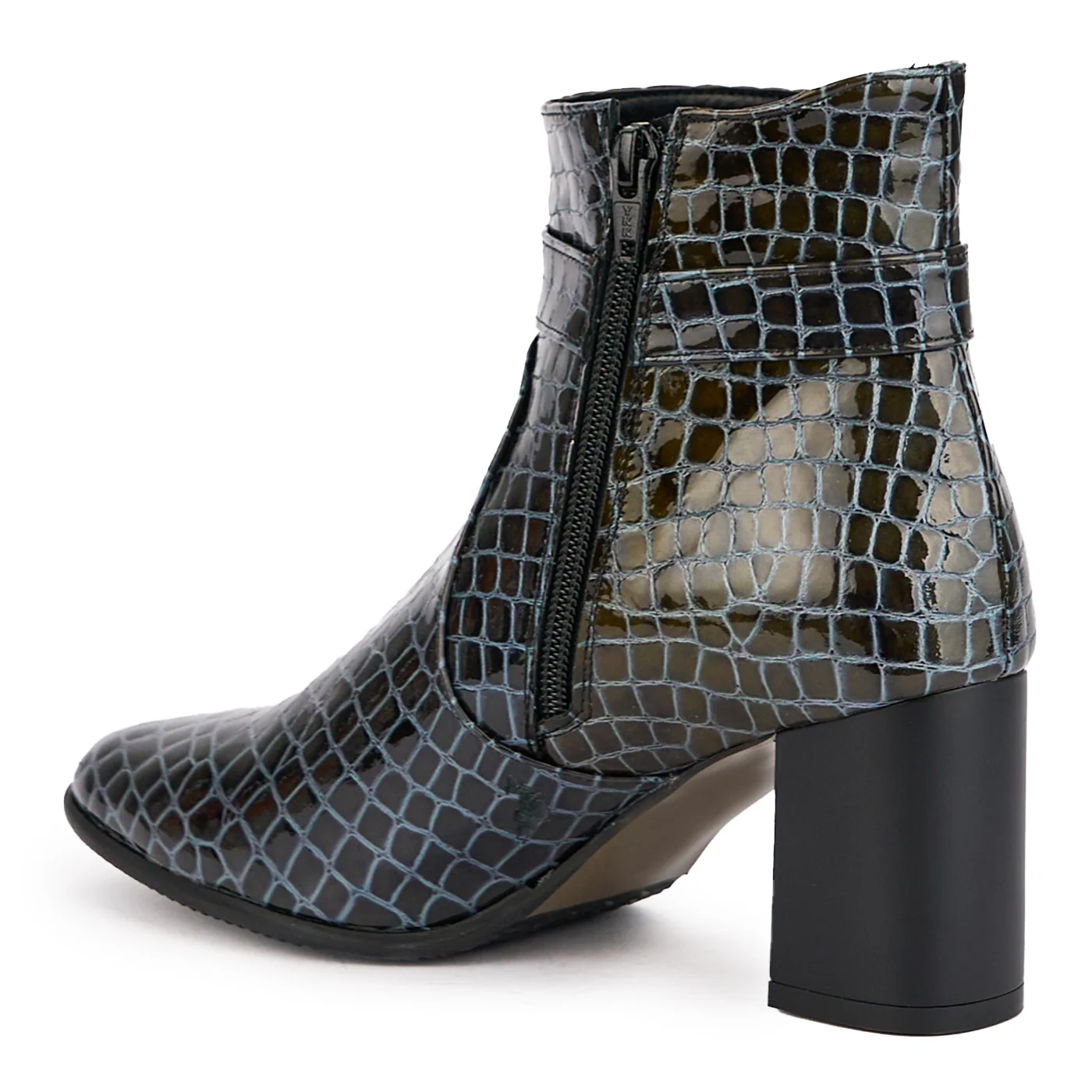 Botine dama din piele naturala gri cu toc gros 7 cm 17044 - Image 2