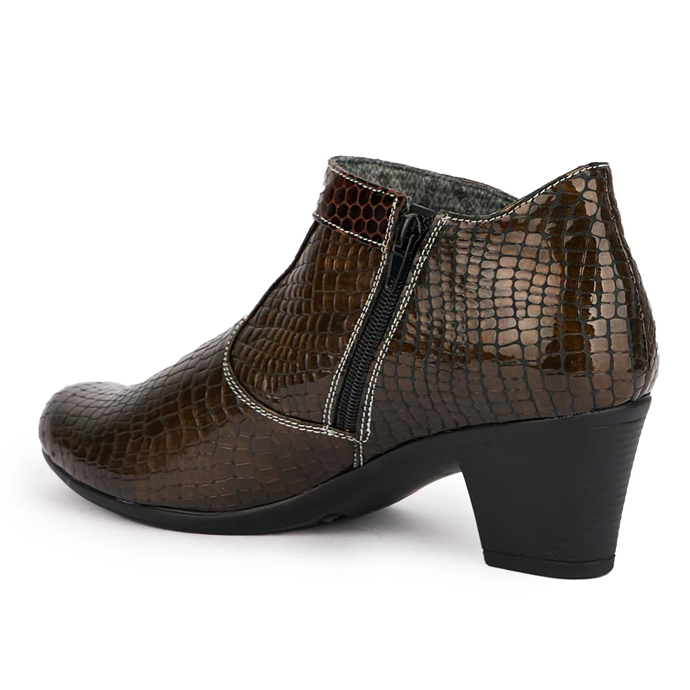 Botine dama din piele naturala maro cu toc 6 cm 16887 - Image 2