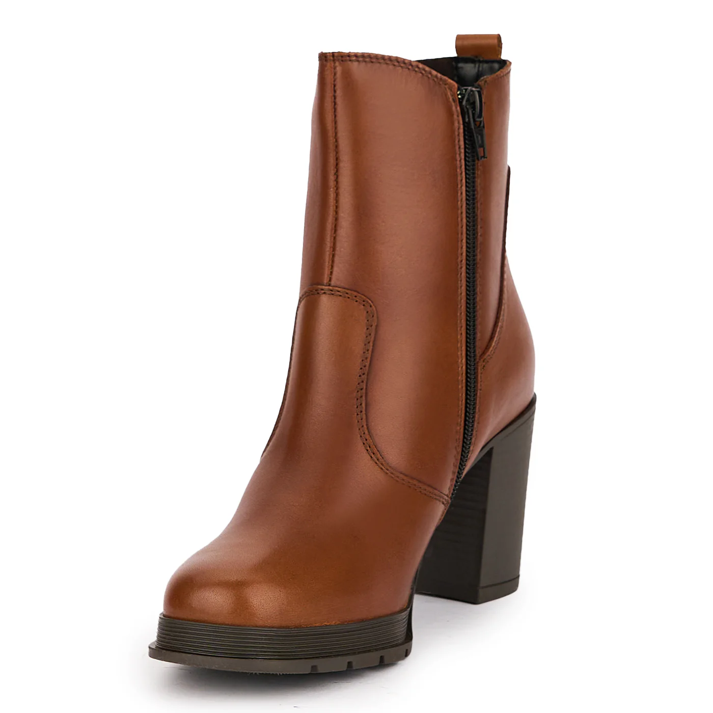 Botine dama din piele naturala maro cu toc 8 cm 17008 - Image 3