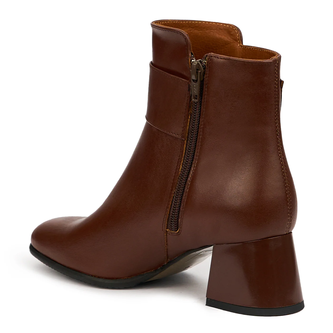 Botine dama din piele naturala maro cu toc gros 5.5 cm 14607 - Image 2