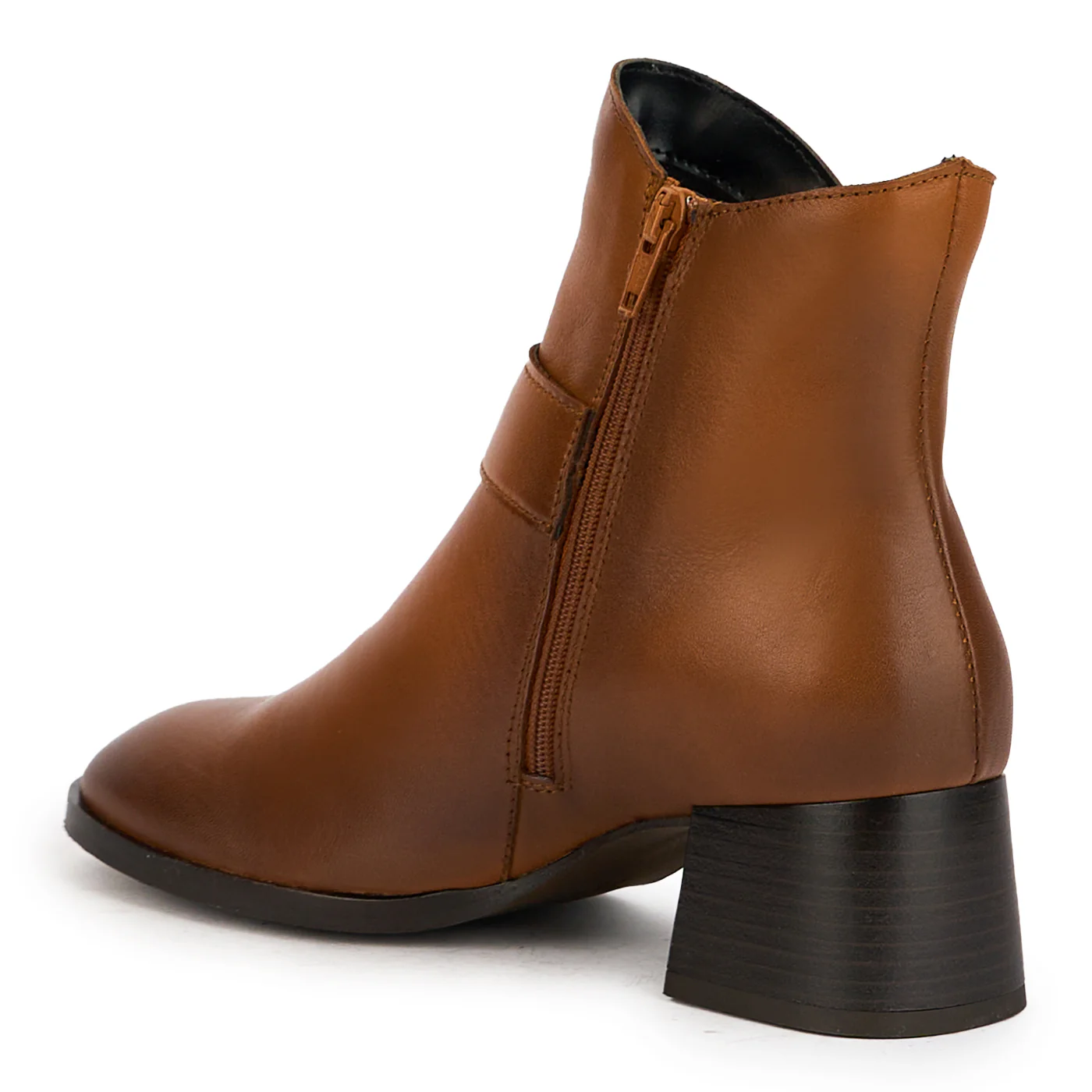Botine dama din piele naturala maro cu toc gros 5 cm 17235 - Image 2