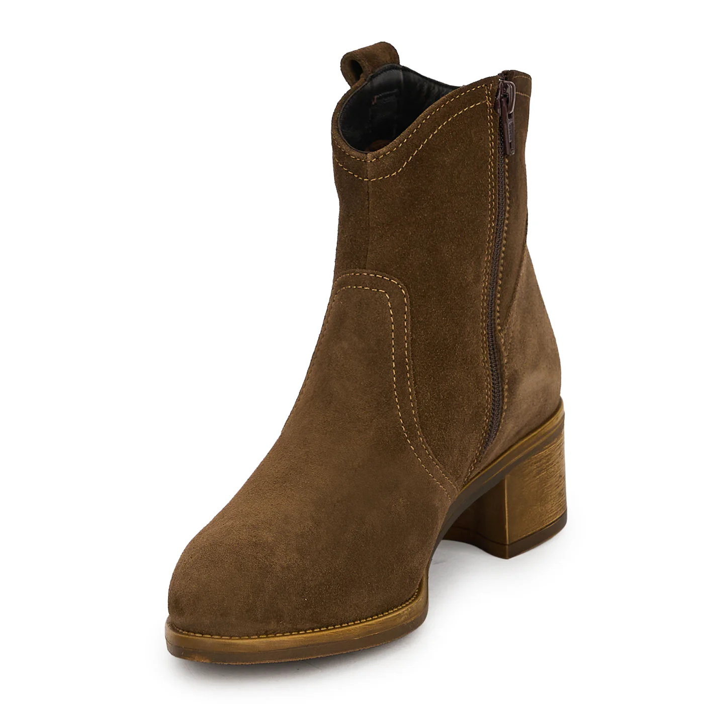 Botine dama din piele naturala maro cu toc gros 5 cm 19069 - Image 3