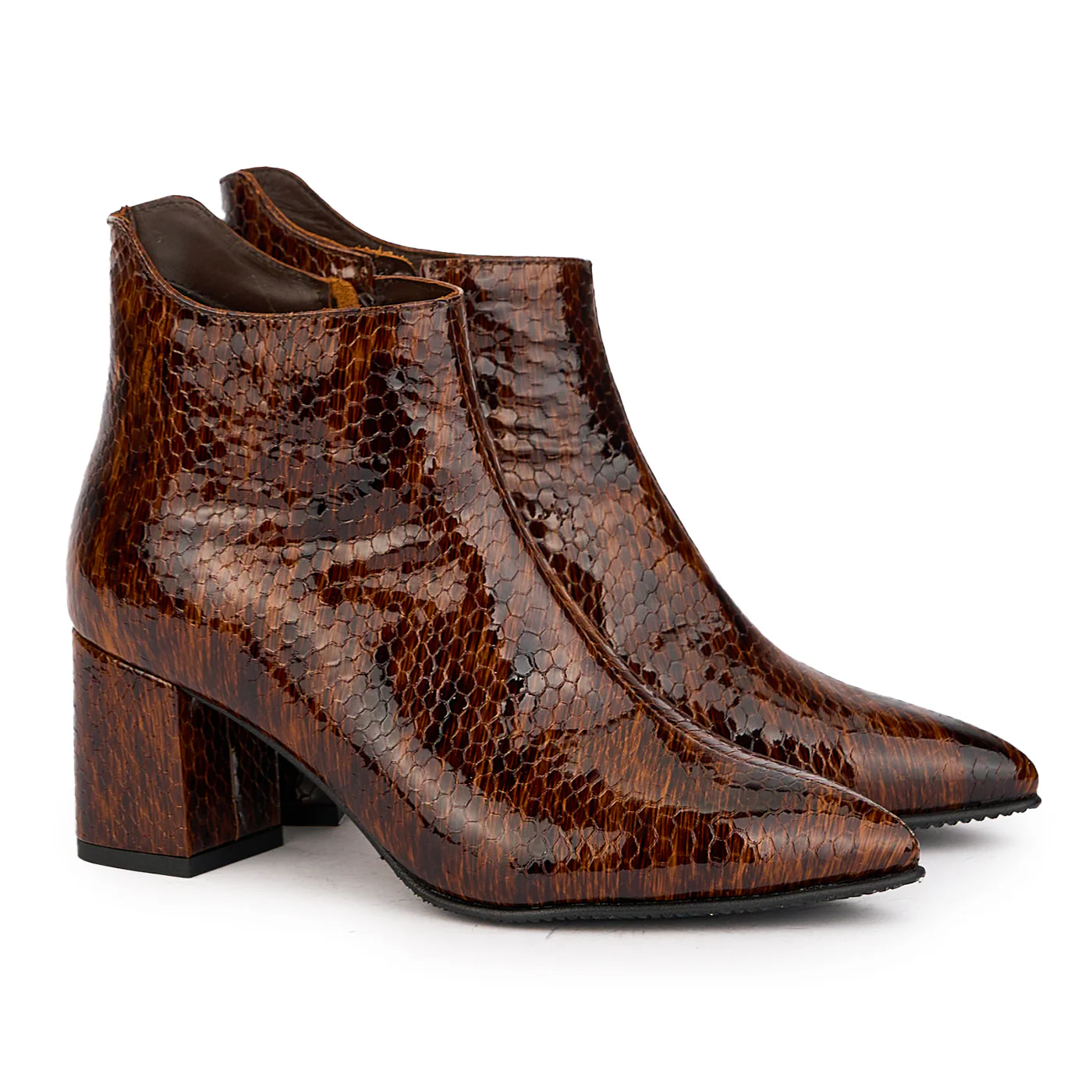 Botine dama din piele naturala maro cu toc gros 6.5 cm 17158 - Image 4