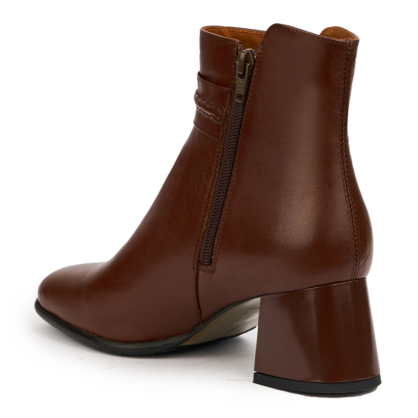 Botine dama din piele naturala maro cu toc gros 6 cm 14549 - Image 2