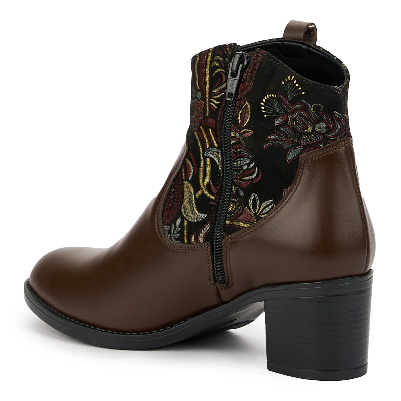 Botine dama din piele naturala maro cu toc gros 6 cm 14850 - Image 2