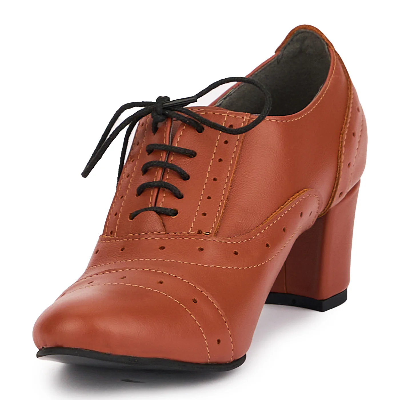 Botine dama din piele naturala maro cu toc gros 6 cm 16819 - Image 3
