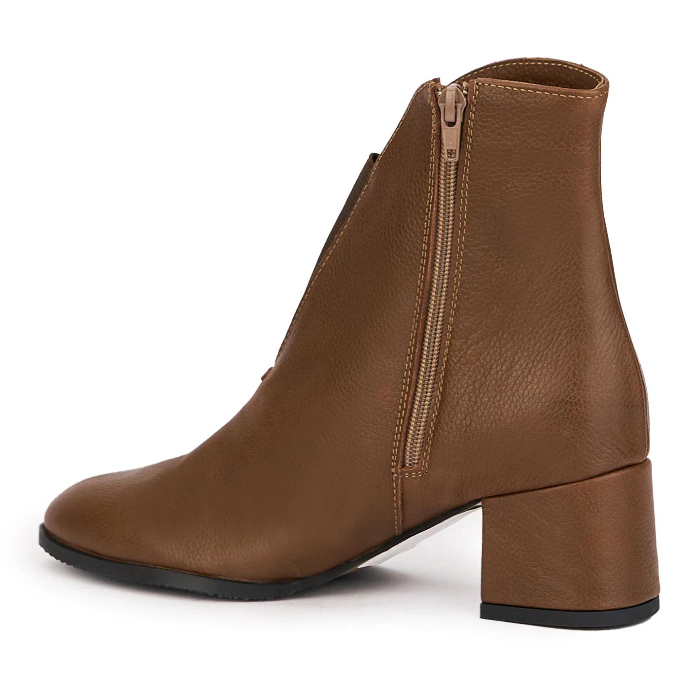 Botine dama din piele naturala maro cu toc gros 6 cm 17127 - Image 2