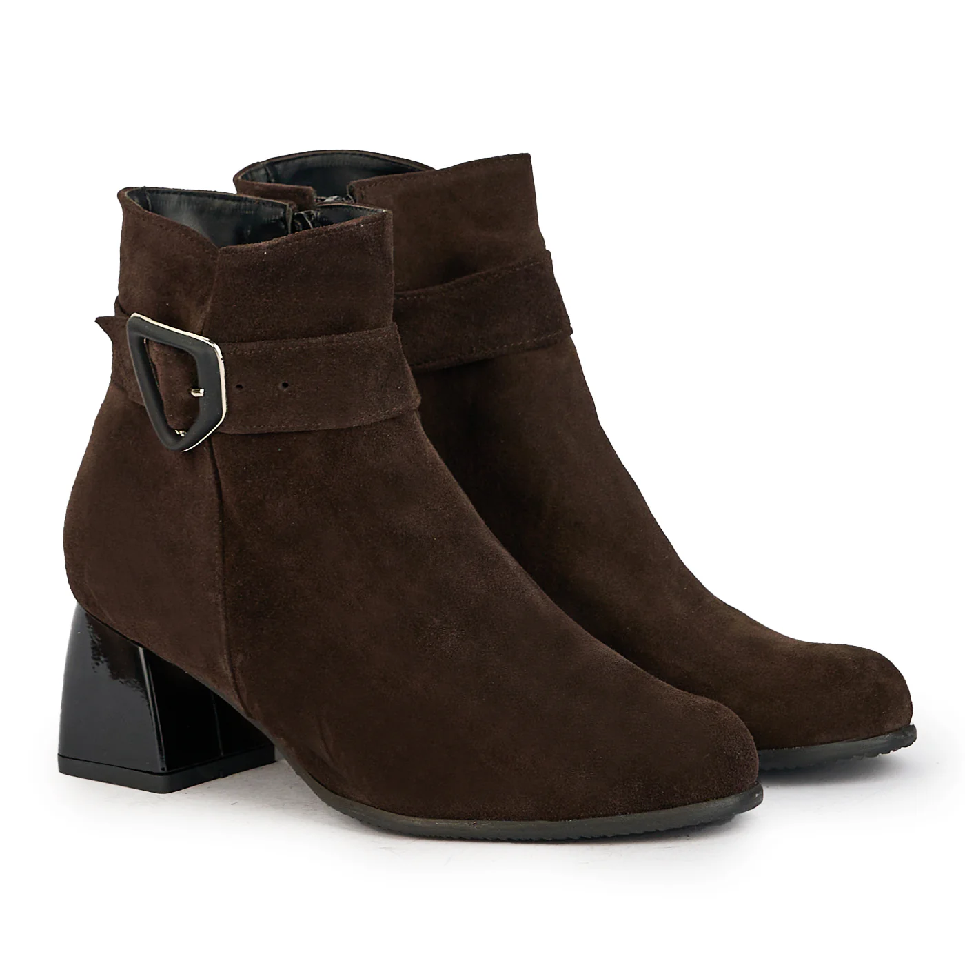 Botine dama din piele naturala maro cu toc gros 6 cm 17351 - Image 4