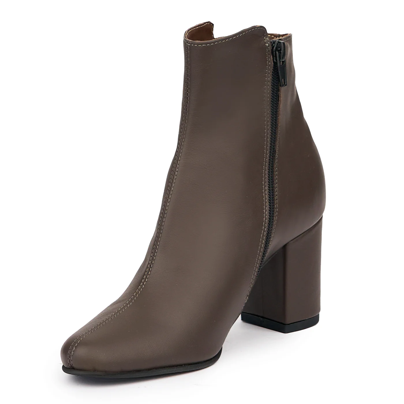 Botine dama din piele naturala maro cu toc gros 7 cm 14481 - Image 3