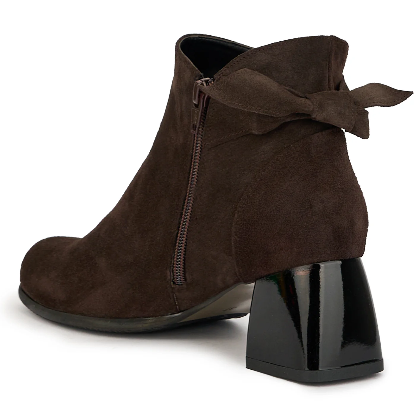 Botine dama din piele naturala maro cu toc gros 8 cm 14952 - Image 2