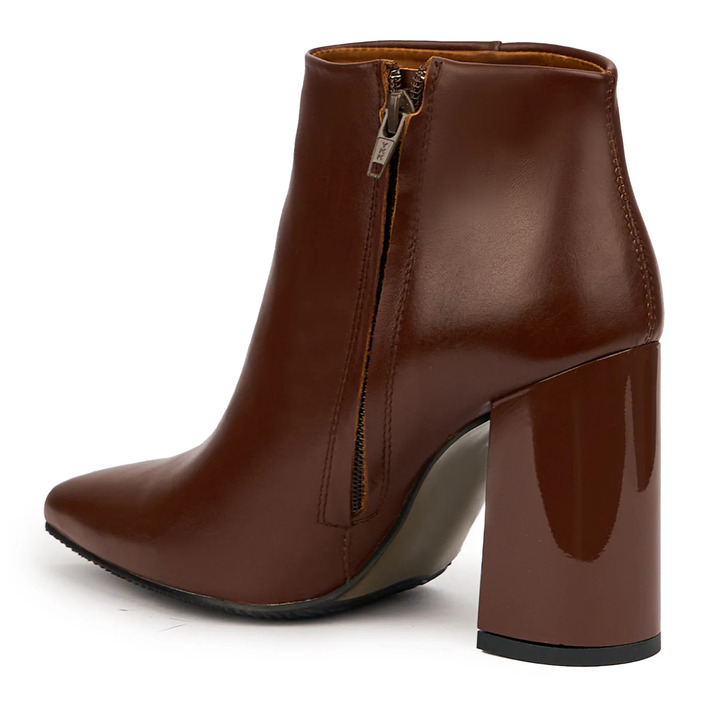Botine dama din piele naturala maro cu toc gros 9.5 cm 14611 - Image 2
