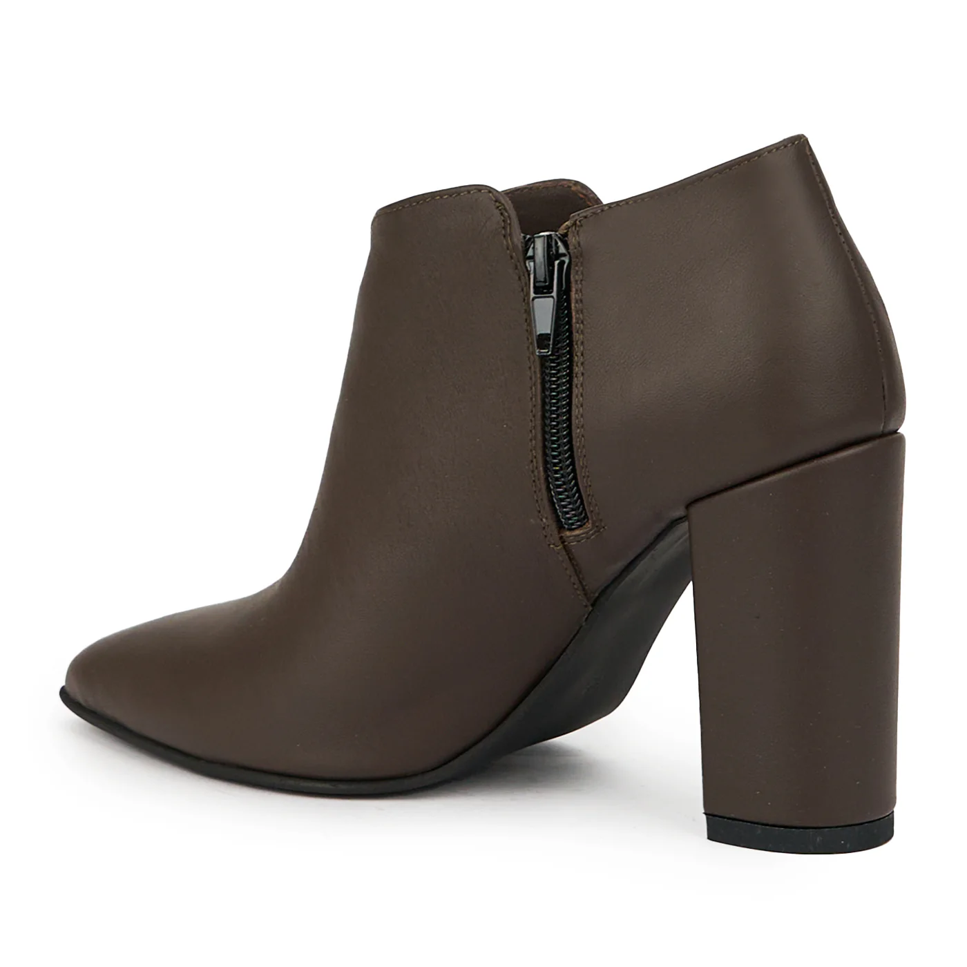 Botine dama din piele naturala maro cu toc gros 9 cm 14779 - Image 2