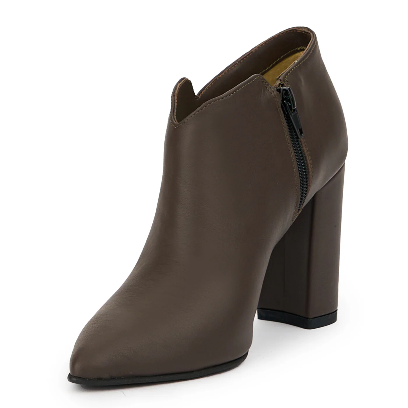 Botine dama din piele naturala maro cu toc gros 9 cm 14779 - Image 3