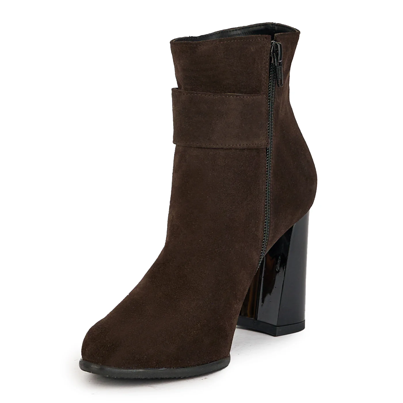 Botine dama din piele naturala maro cu toc gros 9 cm 17355 - Image 3