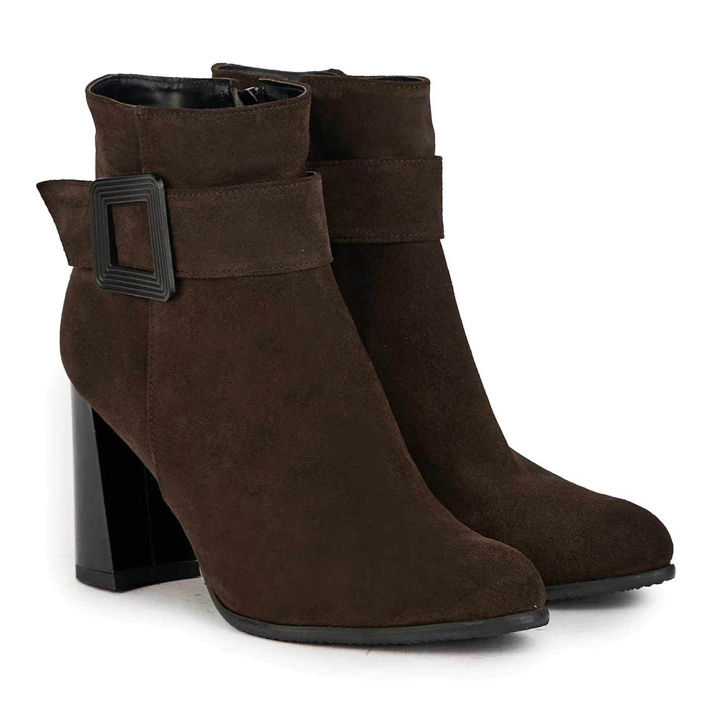 Botine dama din piele naturala maro cu toc gros 9 cm 17355 - Image 4