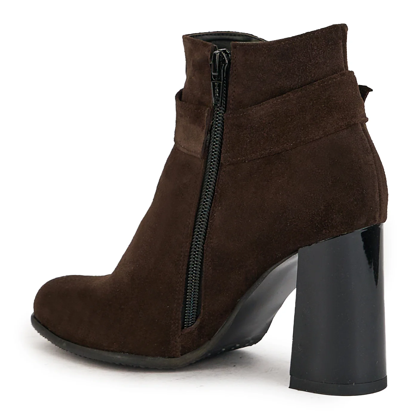 Botine dama din piele naturala maro cu toc gros 9 cm 17360 - Image 2
