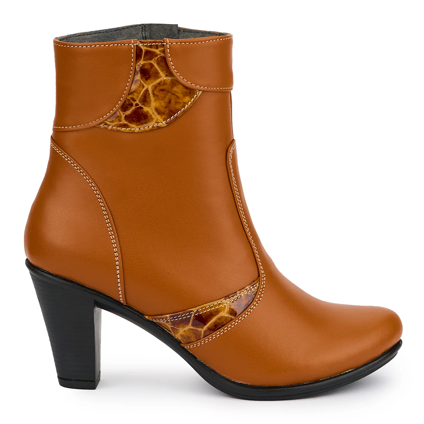 Botine dama din piele naturala maro toc 8 cm 15144