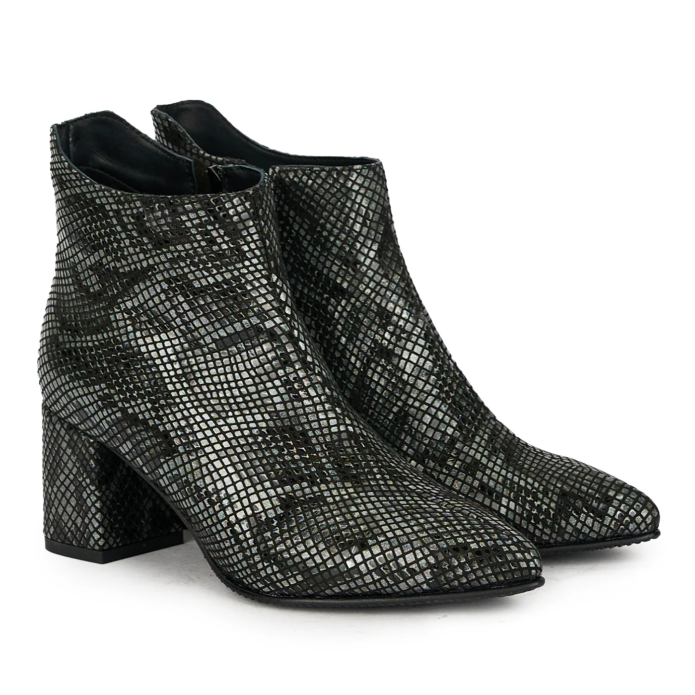 Botine dama din piele naturala model piton cu toc gros 17582 - Image 4