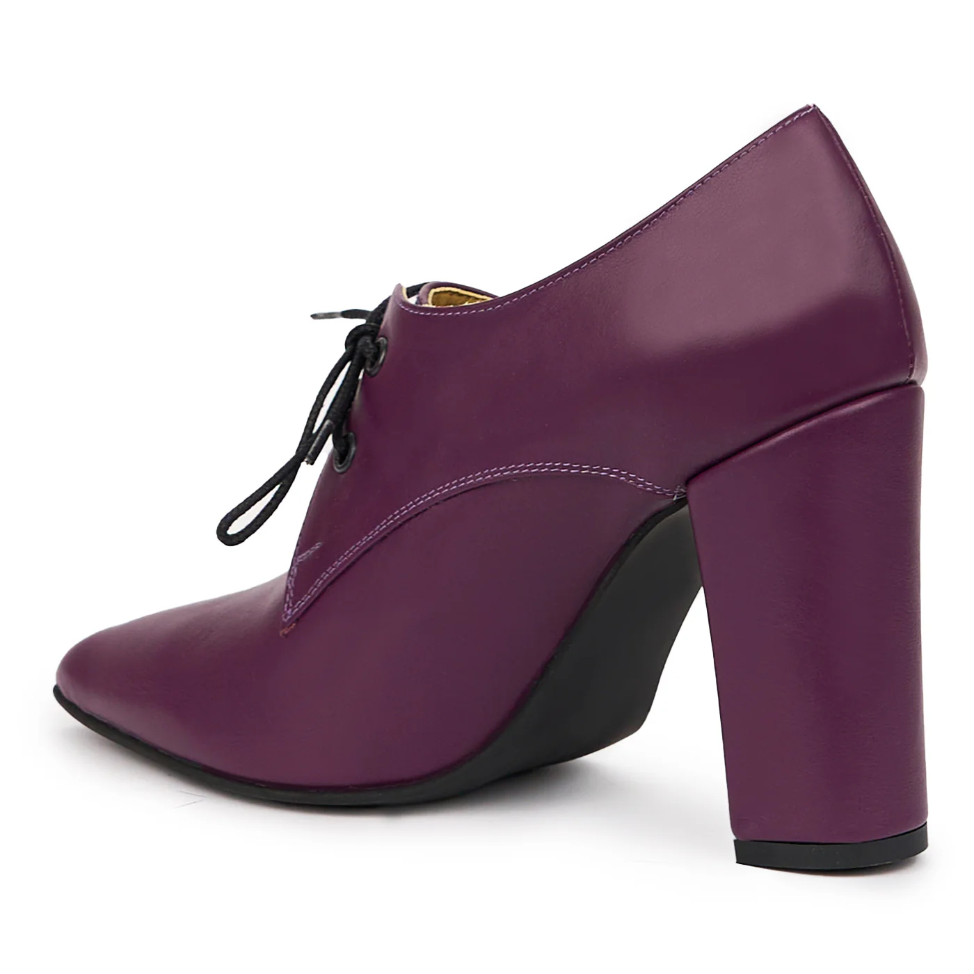 Botine dama din piele naturala mov cu toc gros 10 cm 14272 - Image 2