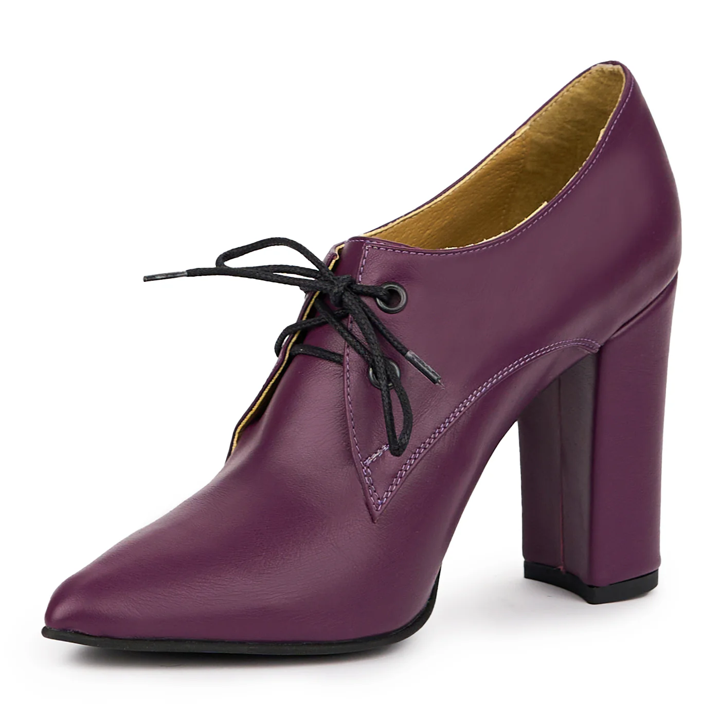 Botine dama din piele naturala mov cu toc gros 10 cm 14272 - Image 3