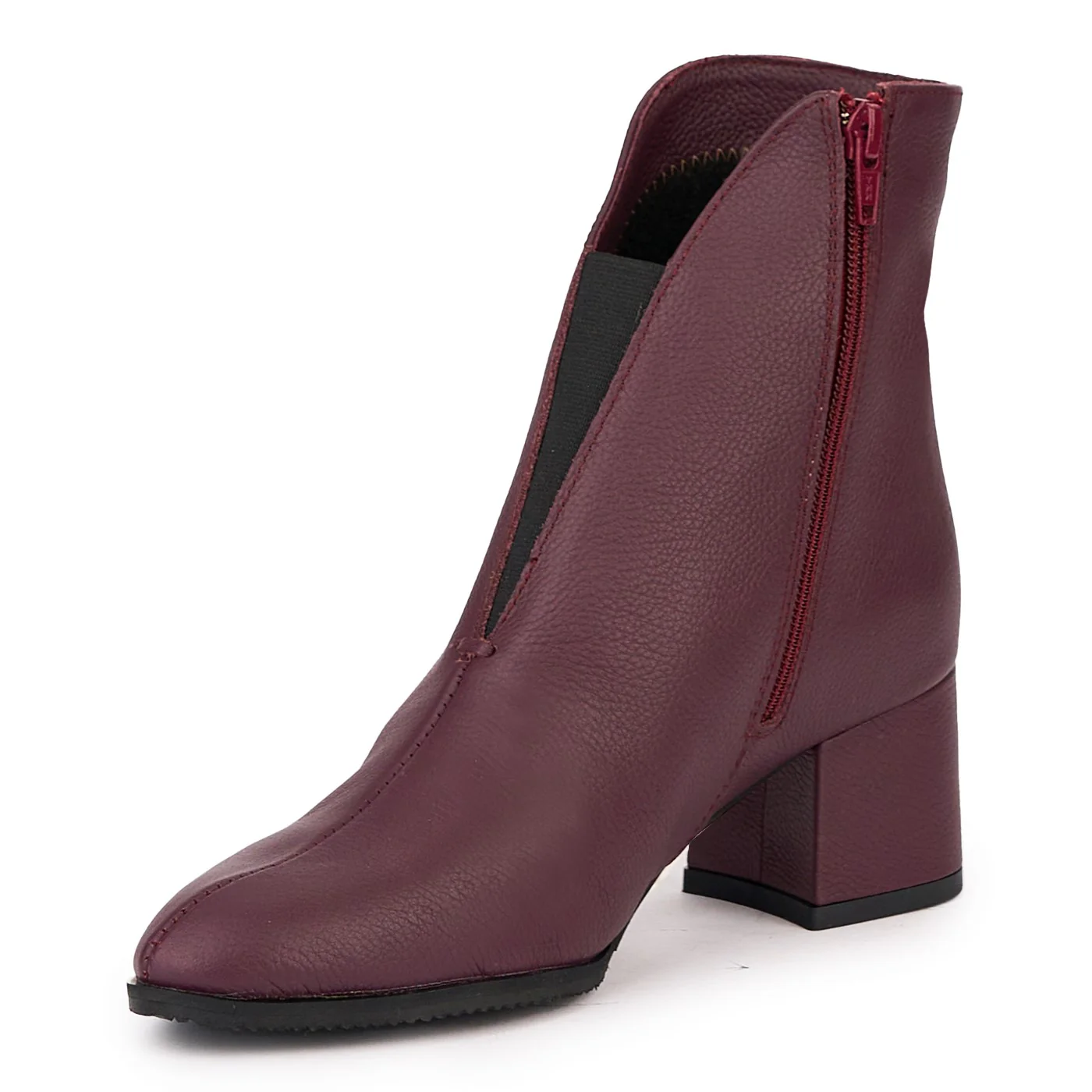 Botine dama din piele naturala mov cu toc gros 6 cm 17126 - Image 3