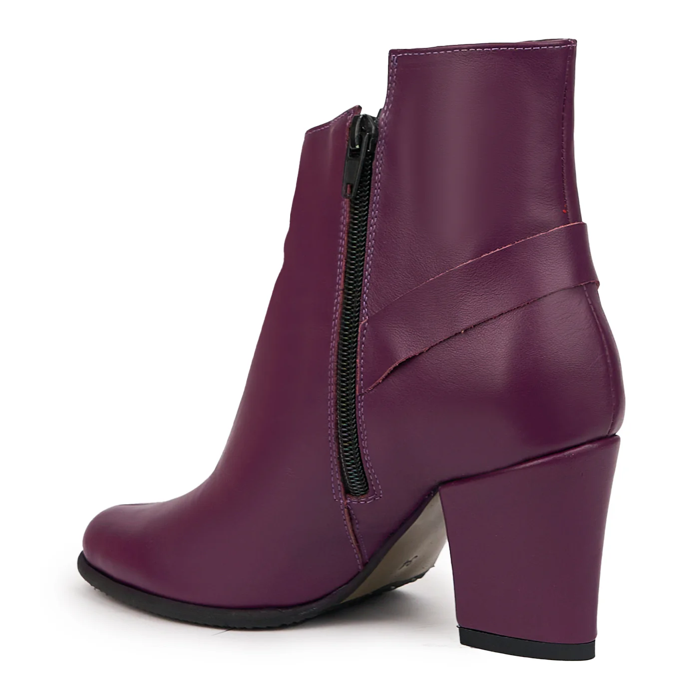 Botine dama din piele naturala mov cu toc gros 7.5 cm 14518 - Image 2