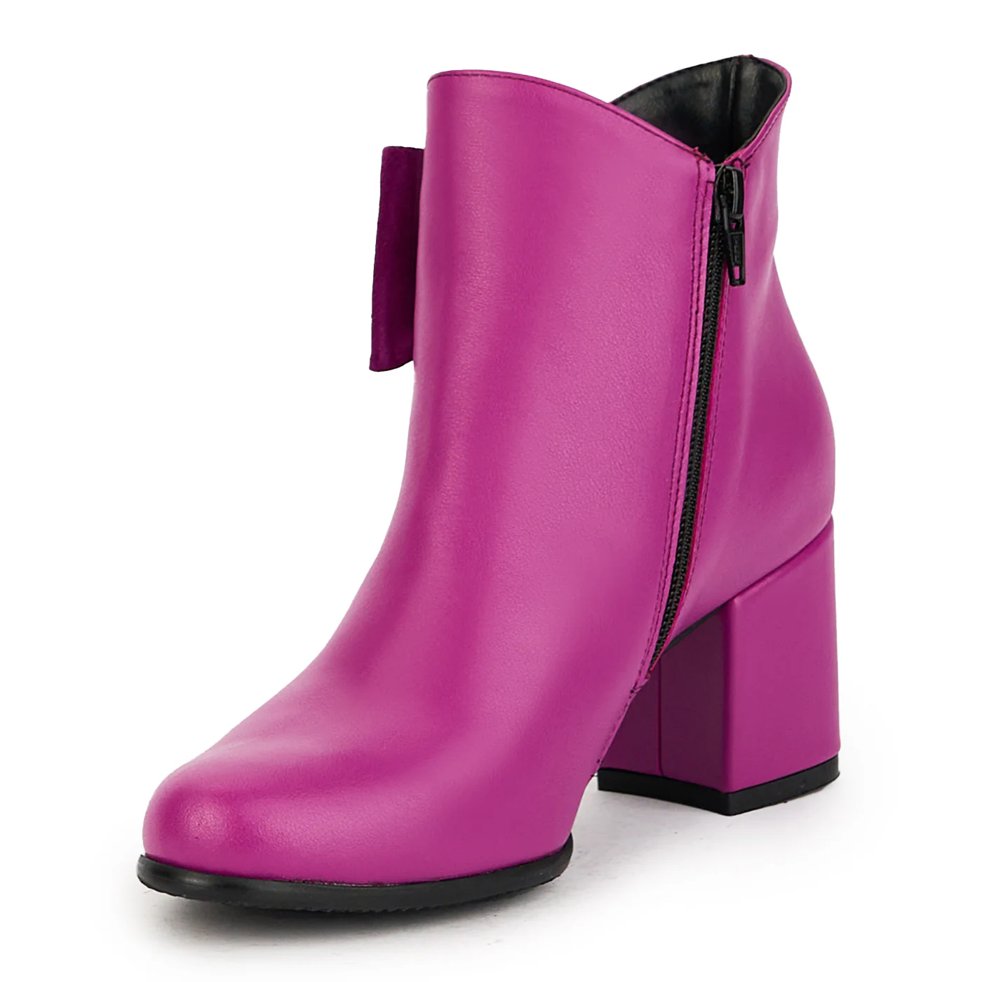 Botine dama din piele naturala mov cu toc gros 7 cm 17379 - Image 3