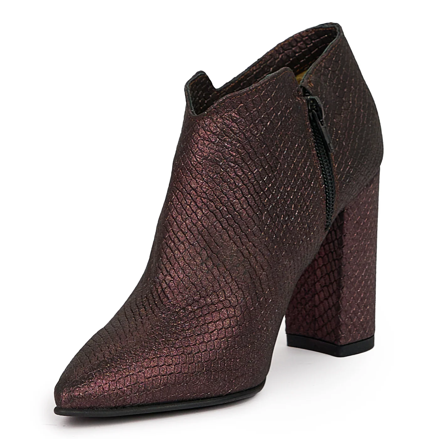 Botine dama din piele naturala mov cu toc gros 9 cm 14400 - Image 3