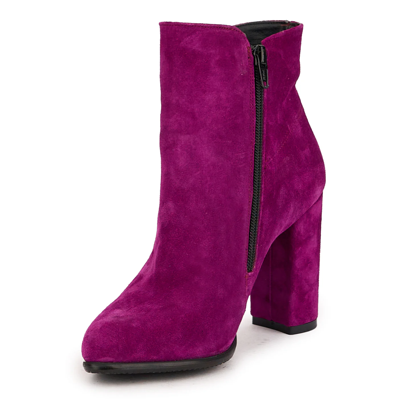 Botine dama din piele naturala mov cu toc gros 9 cm 16706 - Image 3