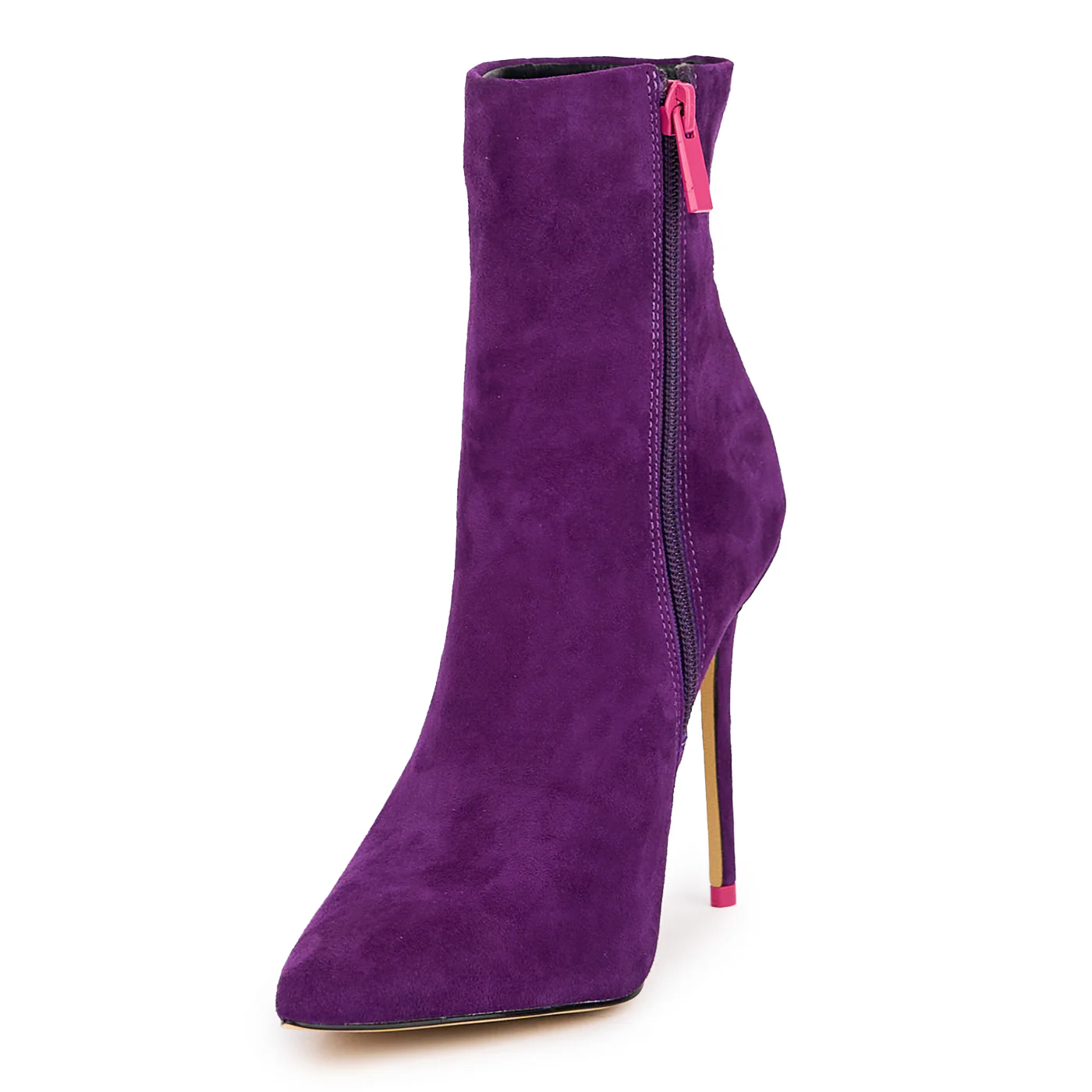 Botine dama din piele naturala mov cu toc subtire 11 cm 16847 - Image 3