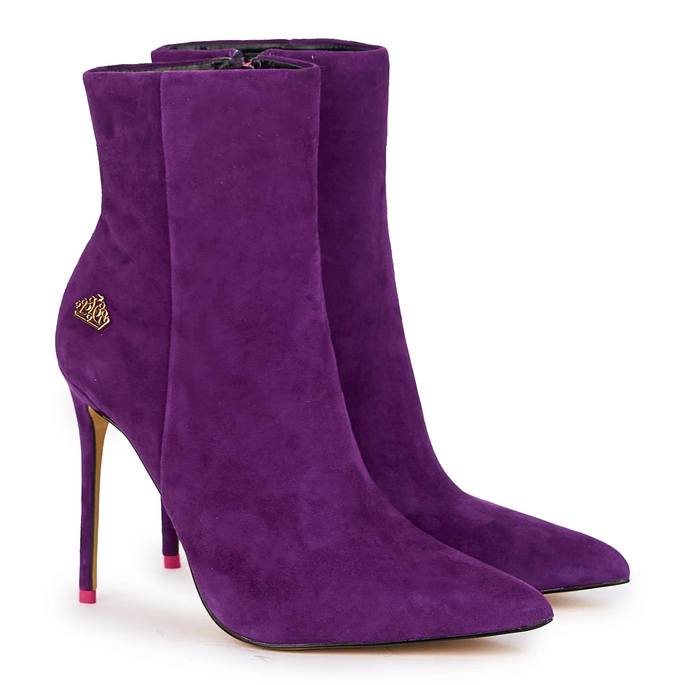 Botine dama din piele naturala mov cu toc subtire 11 cm 16847 - Image 4