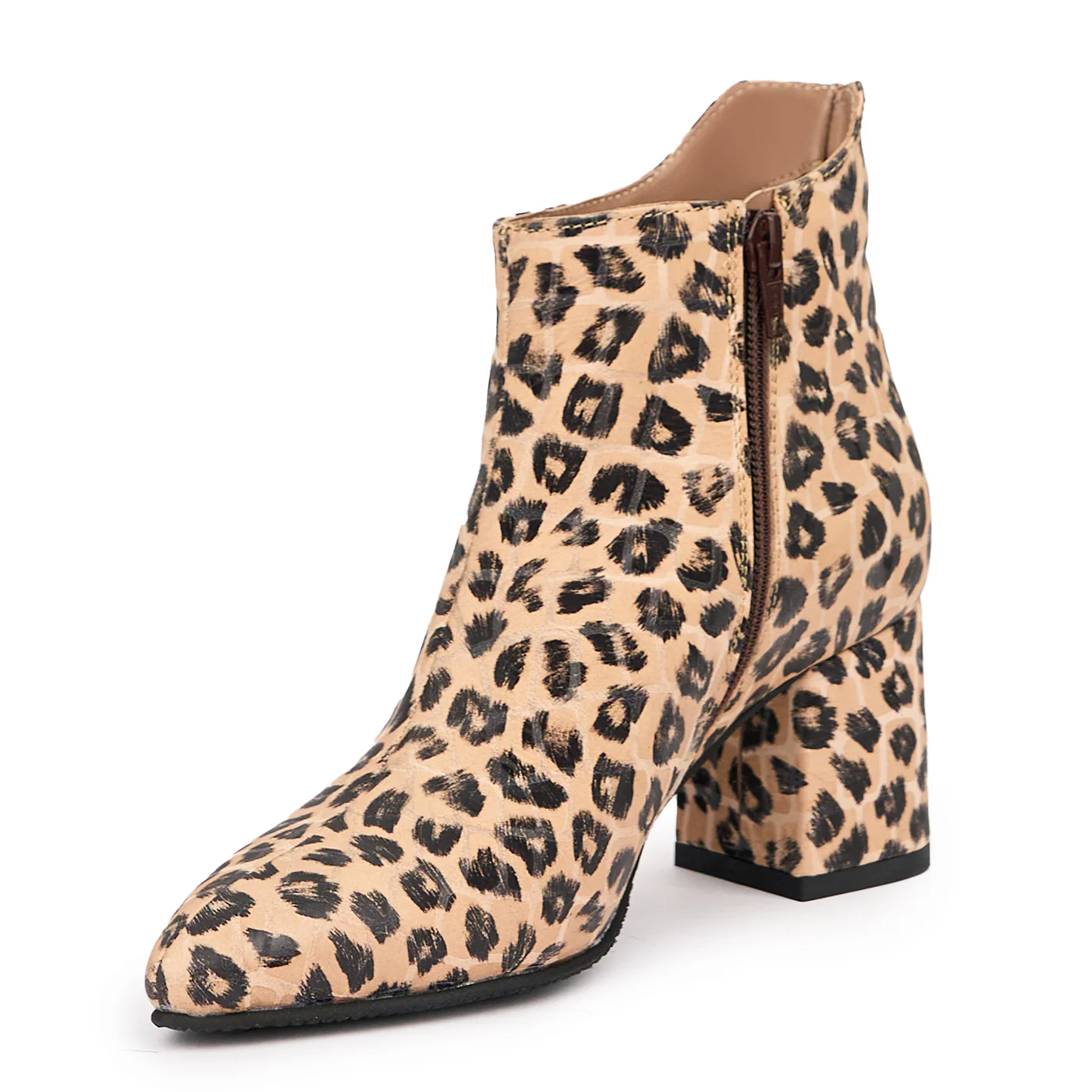 Botine dama din piele naturala multicolor cu toc gros 6.5 cm 14487 - Image 3