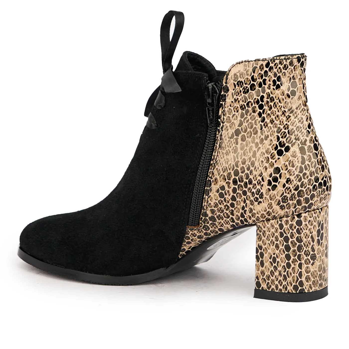 Botine dama din piele naturala multicolor cu toc gros 6.5 cm 17156 - Image 2