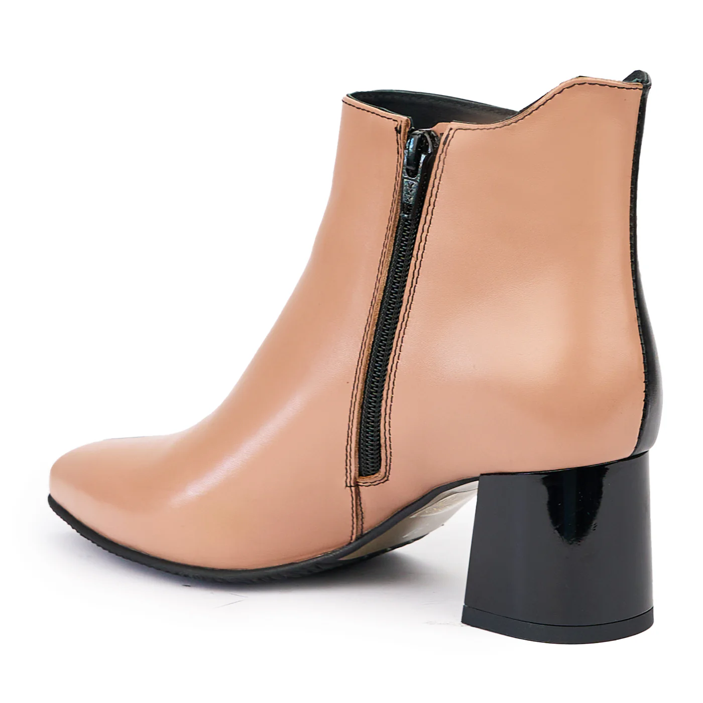 Botine dama din piele naturala multicolor cu toc gros 6 cm 14485 - Image 2