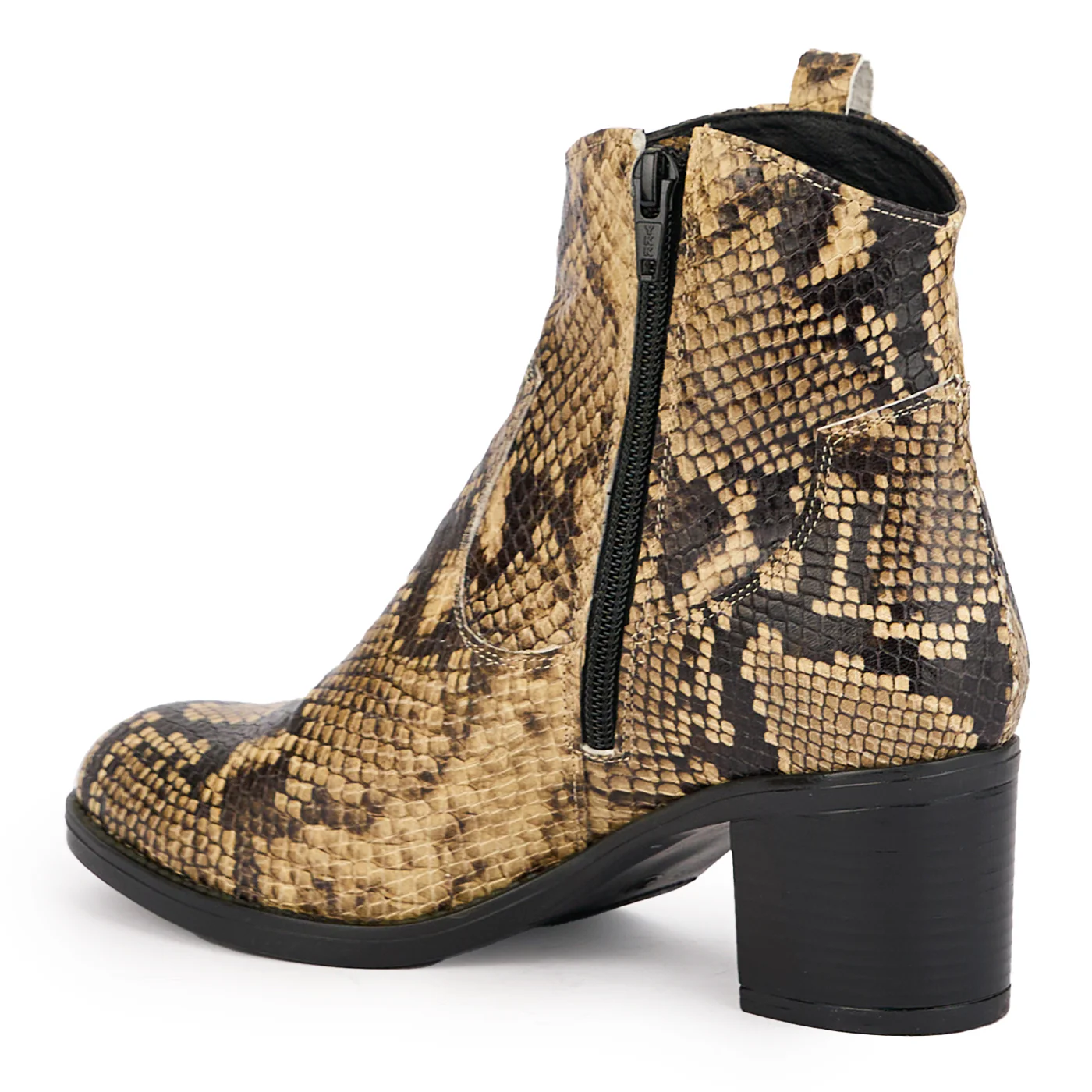 Botine dama din piele naturala multicolor cu toc gros 6 cm 16945 - Image 2