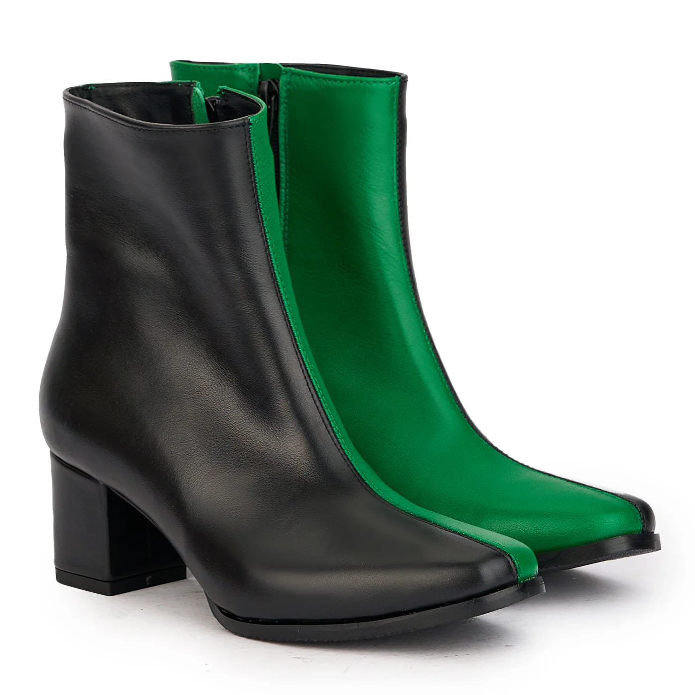 Botine dama din piele naturala multicolor cu toc gros 6 cm 17181 - Image 4