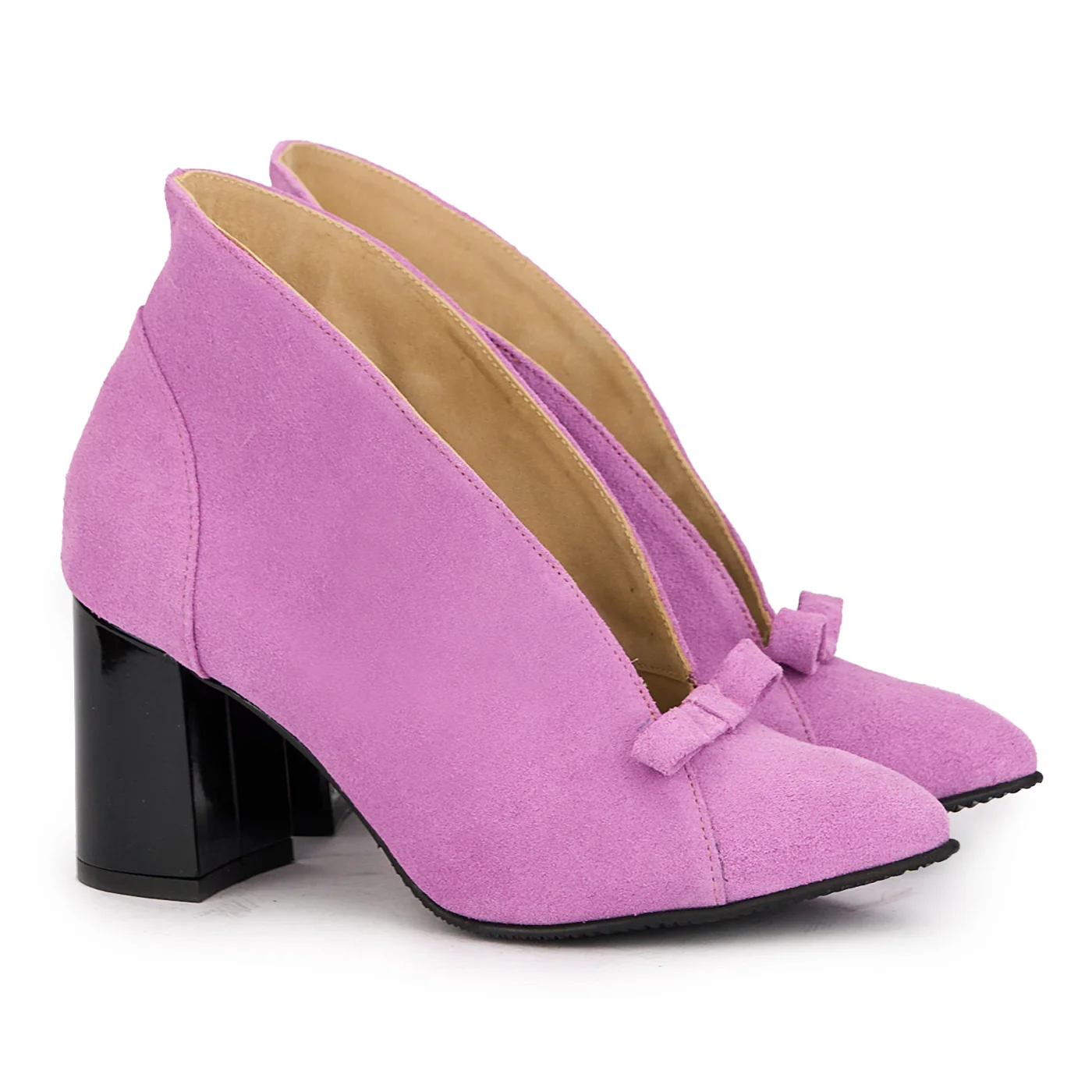 Botine dama din piele naturala multicolor cu toc gros 7.5 cm 17170 - Image 4