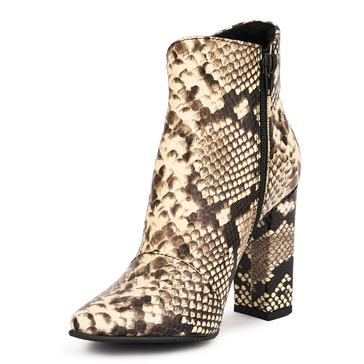 Botine dama din piele naturala multicolor cu toc gros 9.5 cm 17173 - Image 3
